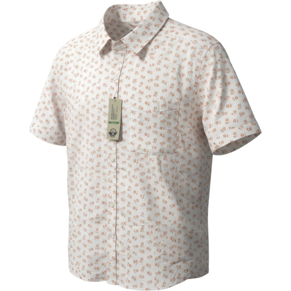 Dockers Womens Large White Orange Floral Short Sleeve Button Down A42660005